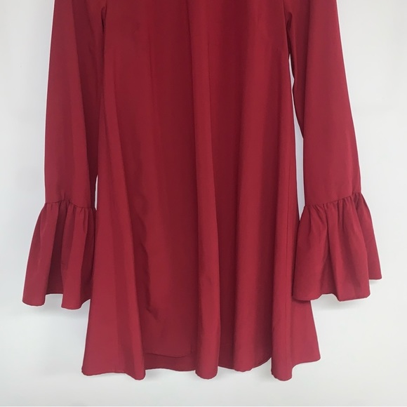 Lulus Dress Size Small Wine Red Long‎ Sleeve Oversized Flowy Flared Bell Sleeve - Picture 5 of 11